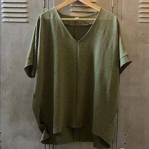 Zenana Outfitters Sage Green V-Neck Blouse